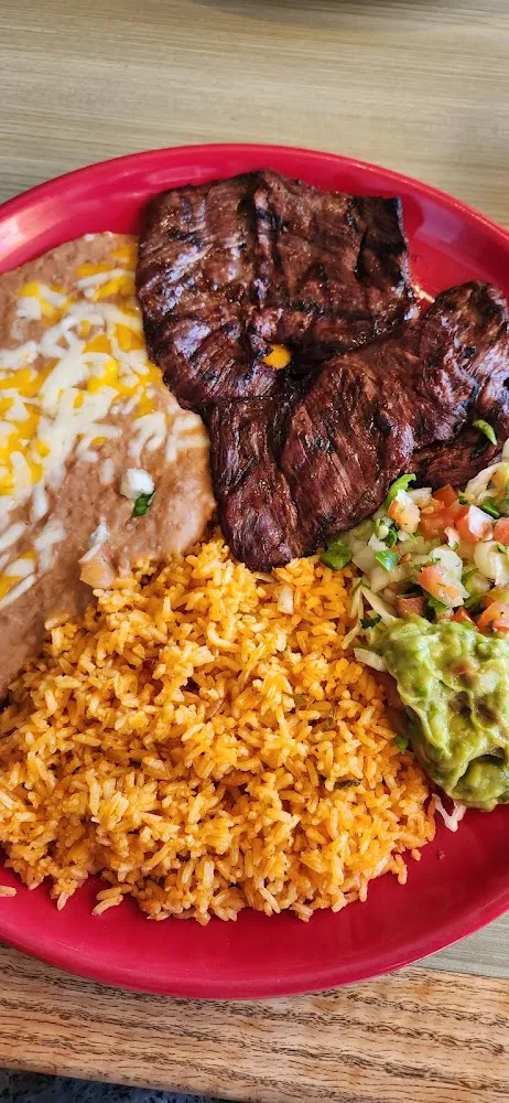Carna Asada with Rice and Beans and Cheese